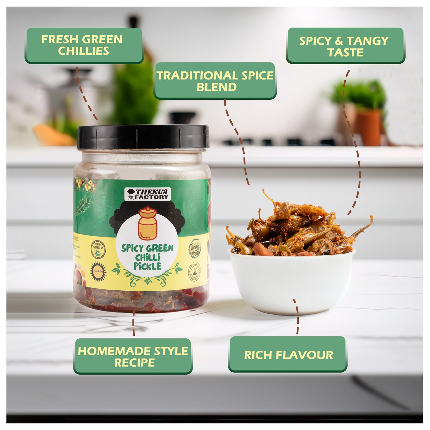 Spicy Green Chilli Pickle – Hari Mirch ka Achar (Premium Handmade, Tangy & Fiery)-350 gm